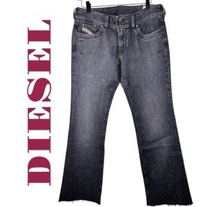 DIESEL RONHAR Stretch Black Denim Wide Leg Mid Rise Jeans, 30 x 32